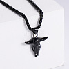 Retro Rock Punk Men's Bull Head 304 Stainless Steel Pendant Necklaces QT5841-3-1