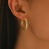 Hollow Brass Clear Cubic Zirconia Hoop Earrings LS-SP8143-3