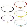 FIBLOOM 5Pcs 5 Colors Alloy Starfish Boho Pendant Necklaces Set with Glass Beaded Chains NJEW-FI0001-39-1