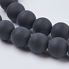 Black Agate Gemstone Beads Strands G-G447-4A-3