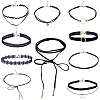 10Pcs 10 Styles Gothic Polyester Lace Choker Necklaces NJEW-SC0001-75-1