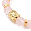 Natural Rose Quartz & Alloy Buddha Head Beaded Strech Bracelets BJEW-JB09420-03-2