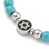 Star of David 304 Stainless Steel & Synthetic Turquoise Round Beaded Bracelets for Women BJEW-G717-06P-2