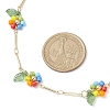 Rainbow Color Glass Beaded Flower Necklaces NJEW-TA00173-02-3