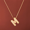 Brass Micro Pave Clear Cubic Zirconia Initial Pendant Necklaces for Women FS-WGDC51D-13-1