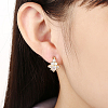 High Quality Flower Brass Cubic Zirconia Hoop Earrings EJEW-BB14971-6