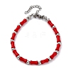 304 Stainless Steel Beaded Bracelets for Women BJEW-M056-04P-3