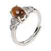 Oval Natural Tiger Eye Adjustable Rings RJEW-Q819-01P-02-2