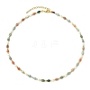 Natural Alashan Agate Teardrop and Round White Shell Pearl Beaded Necklaces NJEW-JN06246-02-3
