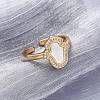 Brass Micro Pave Cubic Zirconia Shell Cuff Rings KK-D363-24A-G-4