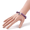 Natural Gemstone Chips Stretch Bracelet with Alloy Lotus Charms for Men Women BJEW-JB08624-3