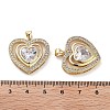 Rack Plating Brass Micro Pave Clear Cubic Zirconia Pendants KK-Z064-07G-3