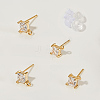 4 Pair Brass Micro Pave Cubic Zirconia Stud Earring Findings KK-BBC0020-01-6