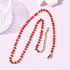 304 Stainless Steel with Glass Faceted Rondelle Bead Handmade Link Chain Birth Stone Necklaces for Women NJEW-G195-01G-02-1