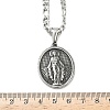 201 Stainless Steel Oval with Virgin Mary Pendant Figaro Chain Necklaces NJEW-C104-03-3