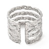 Non-Tarnish 304 Stainless Steel Multi Line Open Cuff Ring for Women RJEW-M149-18P-2