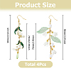 2Pairs 304 Stainless Steel Flower Dangle Earrings EJEW-HS00008-2