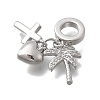 Brass Micro Pave Clear Cubic Zirconia European Dangle Charms KK-D431-033F-P-2