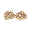 Heart Brass Micro Pave Cubic Zirconia Pendants KK-G435-01G-07-3