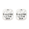 Hammered Square Carved Word Dreaming of the Sea Tibetan Style LS-PALLOY-A15333-AS-1