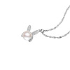 SHEGRACE Cute 925 Sterling Silver Pendant Necklace Plated Rabbit Pendant with Freshwater Pearl JN76A-2