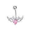 304 Stainless Steel Pave Cubic Zirconia Curved Barbell Belly Rings FS-WG6D7D2-15-1