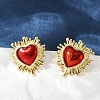 Brass Enamel Stud Earrings for Women EJEW-A126-05C-G-5