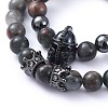 Natural Bloodstone Stretch Beaded Bracelets Sets BJEW-JB05173-04-2