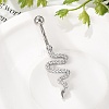 Alloy Rhinestone Snake Curved Barbell Belly Rings AJEW-R007-03P-04-2