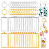 100Pcs 4 Style Alloy Open Back Bezel Rectangle & Ring Pendants FIND-GA0006-70-1