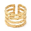 Ion Plating(IP) 304 Stainless Steel Multi Line Open Cuff Ring for Women RJEW-M149-18G-1