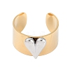 304 Stainless Steel Heart Open Cuff Rings RJEW-C095-04G-2