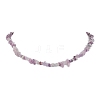 Natural Lepidolite/Purple Mica Stone Chip Beaded Necklace NJEW-JN04616-04-1