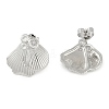 Rack Plating Shell Shape Brass Pave Clear Cubic Zirconia Stud Earrings for Women EJEW-Z059-07P-2