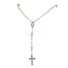 Cross & Virgin Mary Alloy Rosary Bead Necklaces NJEW-JN05123-02-2