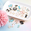 Kissitty 44Pcs 22 Styles Light Gold Plated Alloy Kitten Pendants ENAM-KS0001-03-3