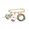 3Pcs 3 Style Christmas Tree & Snowman & Deer Alloy Enamel Charms Safety Pin Brooches JEWB-BR00094-2