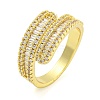 Brass Micro Pave Clear Cubic Zirconia Adjustable Finger Rings for Women RJEW-B069-10G-1