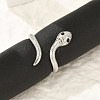 304 Stainless Steel Black Enamel Cuff Rings for Women LS-RJEW-G338-05P-1