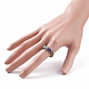 Glass Braided Bead Finger Ring for Women RJEW-JR00467-03-3