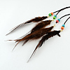 Women's Dyed Feather Braided Suede Cord Headbands OHAR-R183-05-4