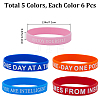 Gorgecraft 30Pcs 5 Color Word Silicone Cord Bracelets Set Wristband BJEW-GF0001-18-2