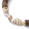 Natural Coconut and Shell Beaded Stretch Bracelets BJEW-JB09978-3