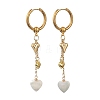 Valentine's Day Heart 202 Stainless Steel & Natural Trochus Shell Hoop Earrings EJEW-JE07078-1