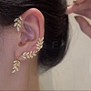 Leaf Crystal Rhinestone Alloy Ear Cuffs with Piercing EJEW-I262-02KCG-2