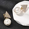 Triangle Brass Micro Pave Clear Cubic Zirconia Hoop Earrings EJEW-H180-01C-G-2