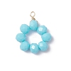 5Pcs 5 Colors Opaque Solid Color Glass Rondelle Beaded Pendants PALLOY-JF04162-02-3