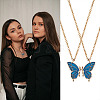 2Pcs Matching Butterfly Pendant Necklaces Set JN1033B-1-7