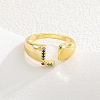 Brass Micro Pave Colorful Cubic Zirconia Cuff Open Rings FS-WG163C1-12-1