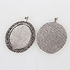 Vintage Large Tibetan Style Alloy Pendant Cabochon Bezel Settings X-TIBEP-O006-09AS-2